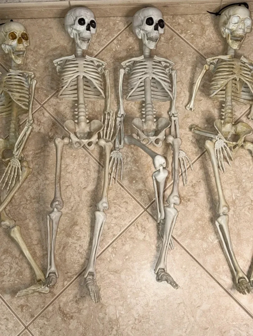Halloween Posable Plastic Skeletons Bundle - Crafting/Decorating Lot of 5